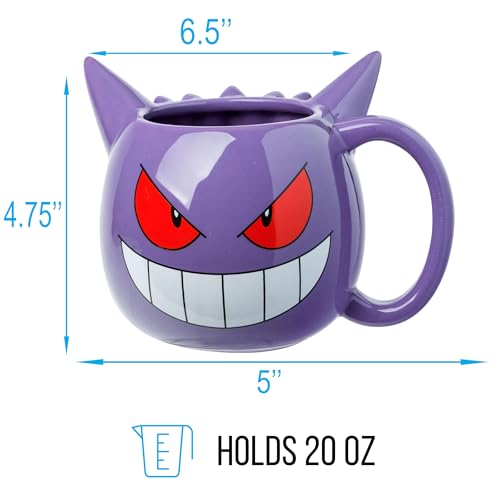 Silver Buffalo Pokemon - Taza esculpida 3D de cerámica con gengar, 20 onzas