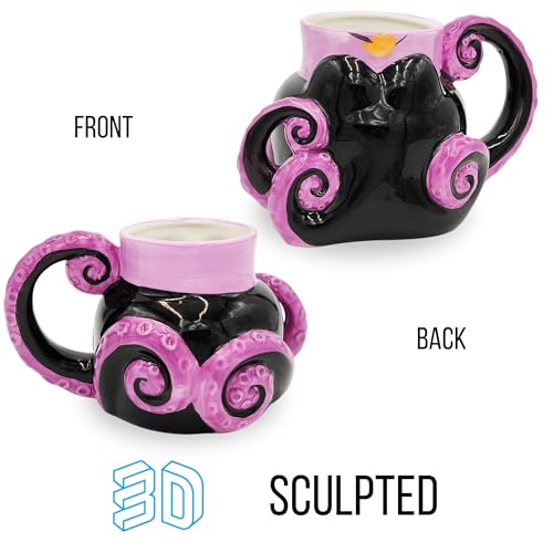 Disney Alicia en el país de las maravillas - Taza de cerámica con diseño de gato Cheshire 3D, Tazas de té apiladas de Alice., Negro, 20-ounces, 1