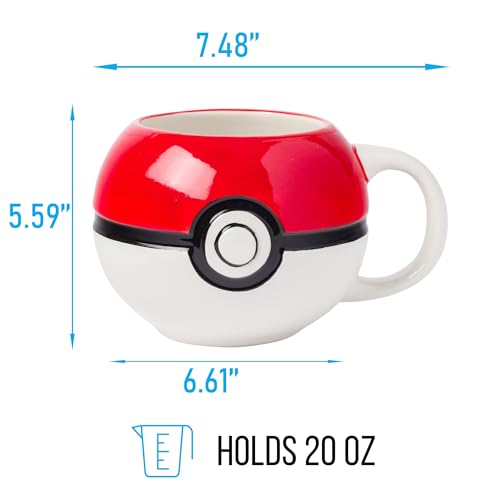 Silver Buffalo Pokemon Pokeball - Taza esculpida 3D de cerámica, 20 onzas
