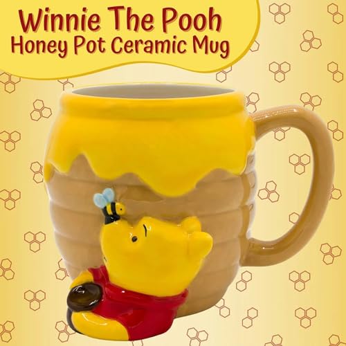 Disney - Taza de cerámica con diseño de gato Cheshire 3D, Winnie the Pooh, marrón (Brown/Honey), 23-ounces, 1