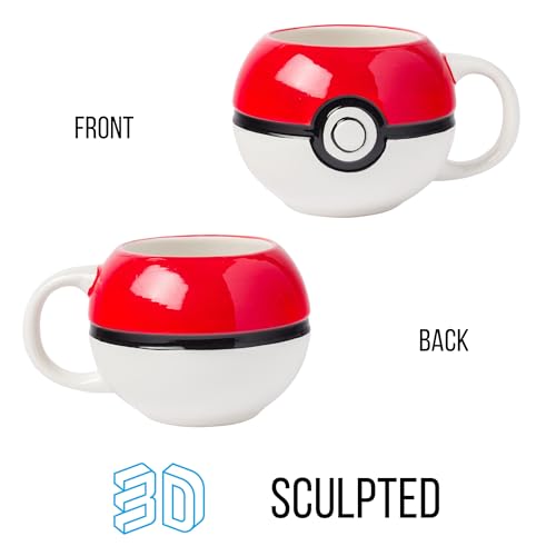 Silver Buffalo Pokemon Pokeball - Taza esculpida 3D de cerámica, 20 onzas