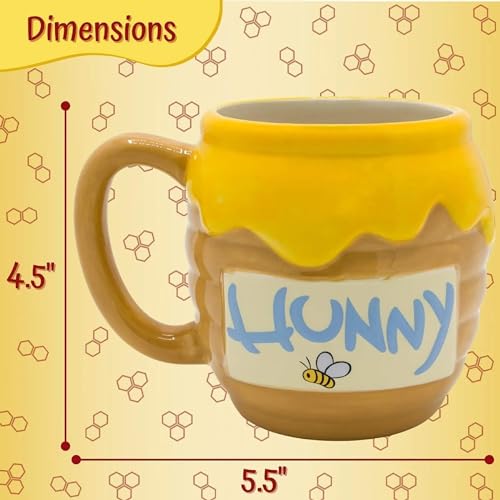 Disney - Taza de cerámica con diseño de gato Cheshire 3D, Winnie the Pooh, marrón (Brown/Honey), 23-ounces, 1