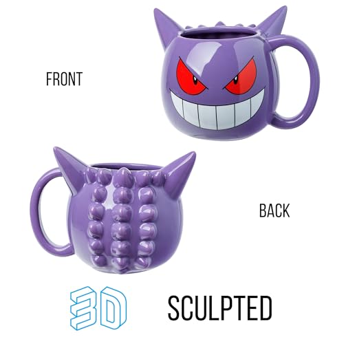 Silver Buffalo Pokemon - Taza esculpida 3D de cerámica con gengar, 20 onzas