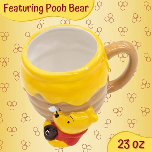 Disney - Taza de cerámica con diseño de gato Cheshire 3D, Winnie the Pooh, marrón (Brown/Honey), 23-ounces, 1