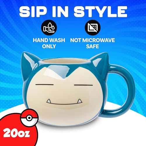 Silver Buffalo Pokemon Snorlax Face - Taza esculpida 3D de cerámica, 20 onzas
