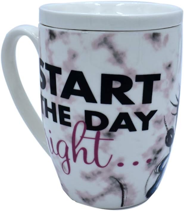Fun Kids 1754-18 Taza para Café con Tapa Disney Minnie Mouse de Cerámica de 385 Mililitros