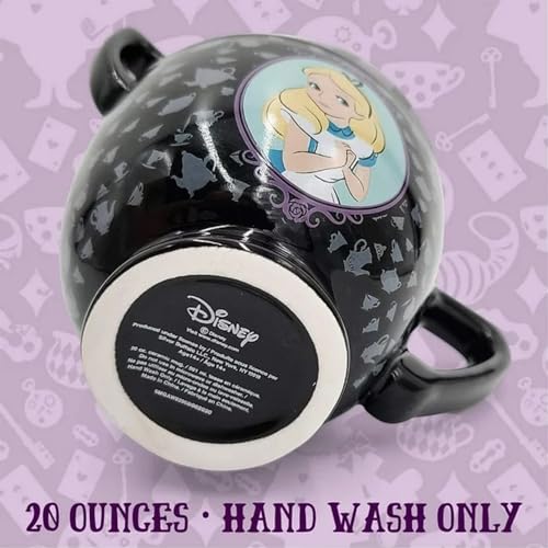 Disney Alicia en el país de las maravillas - Taza de cerámica con diseño de gato Cheshire 3D, Tazas de té apiladas de Alice., Negro, 20-ounces, 1