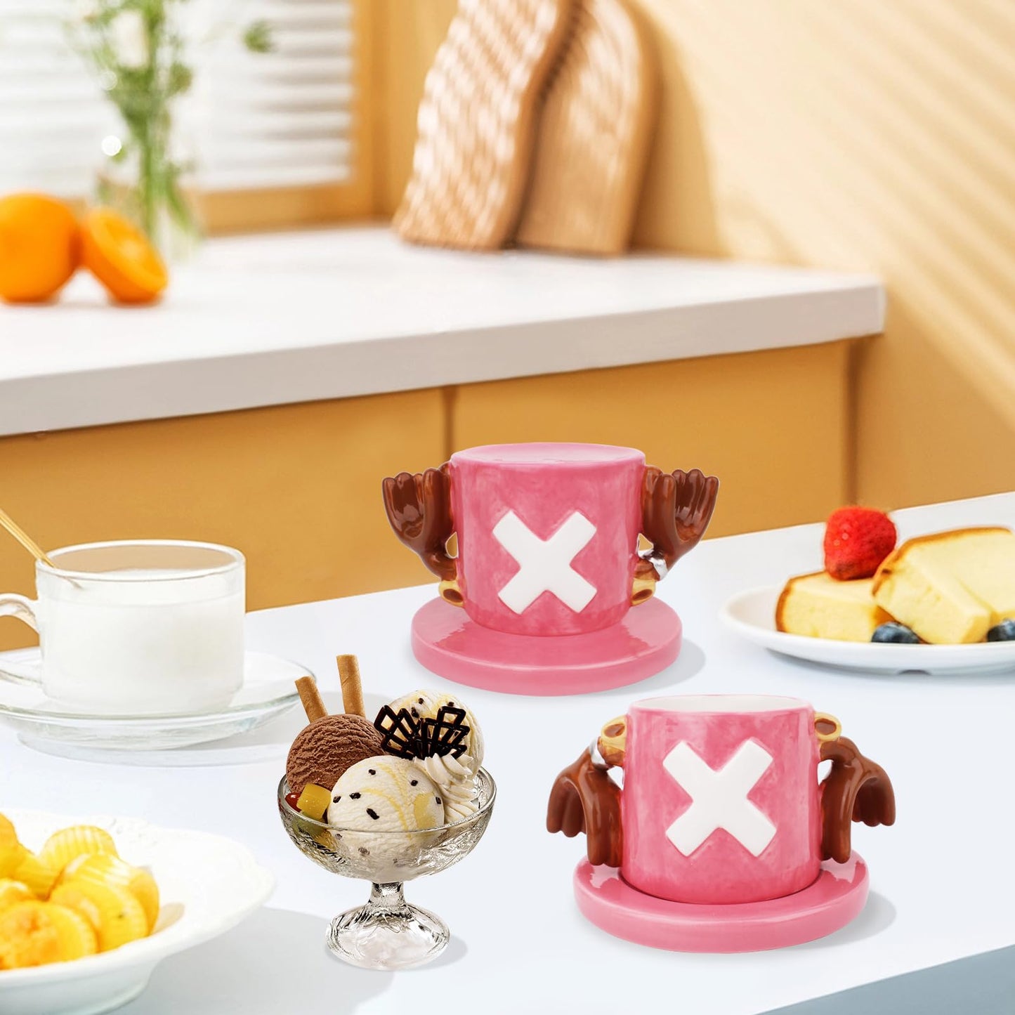 HACOCOLA - Tazas de café de cerámica de anime de una pieza, juego de regalo para amantes del anime (Chopper)