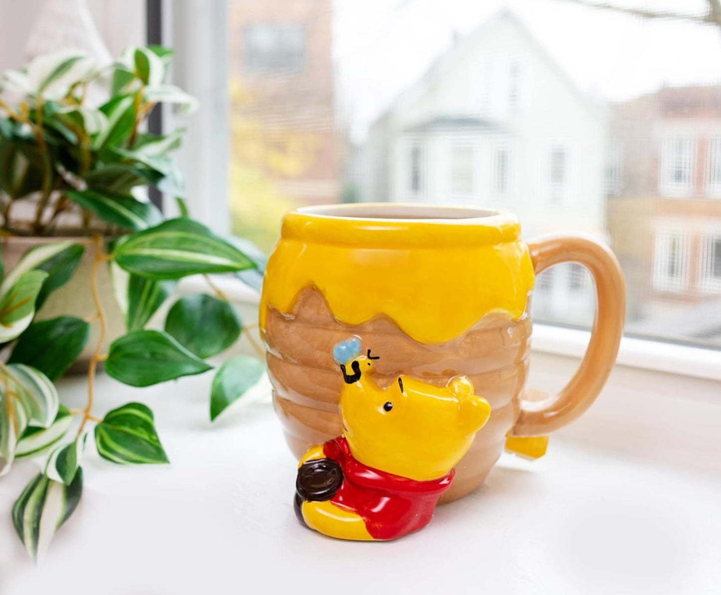 Disney - Taza de cerámica con diseño de gato Cheshire 3D, Winnie the Pooh, marrón (Brown/Honey), 23-ounces, 1