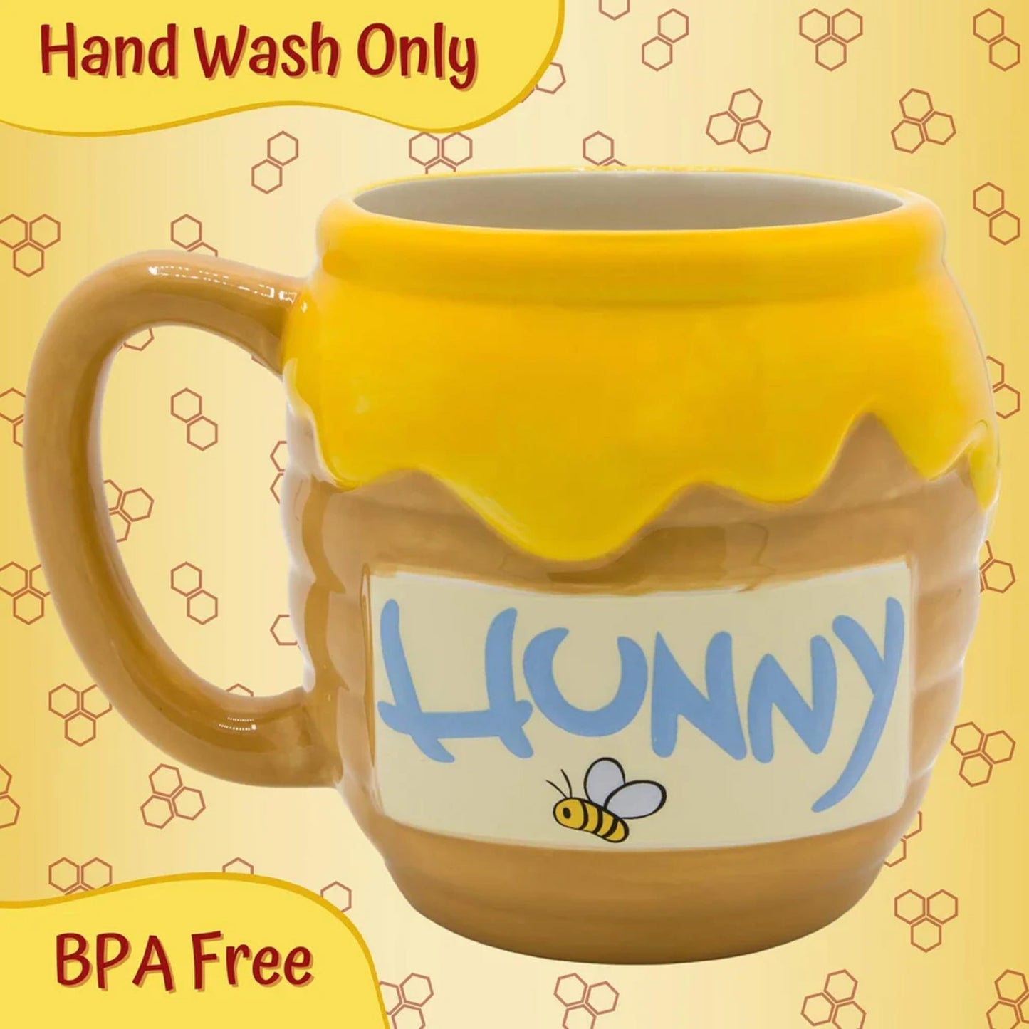 Disney - Taza de cerámica con diseño de gato Cheshire 3D, Winnie the Pooh, marrón (Brown/Honey), 23-ounces, 1