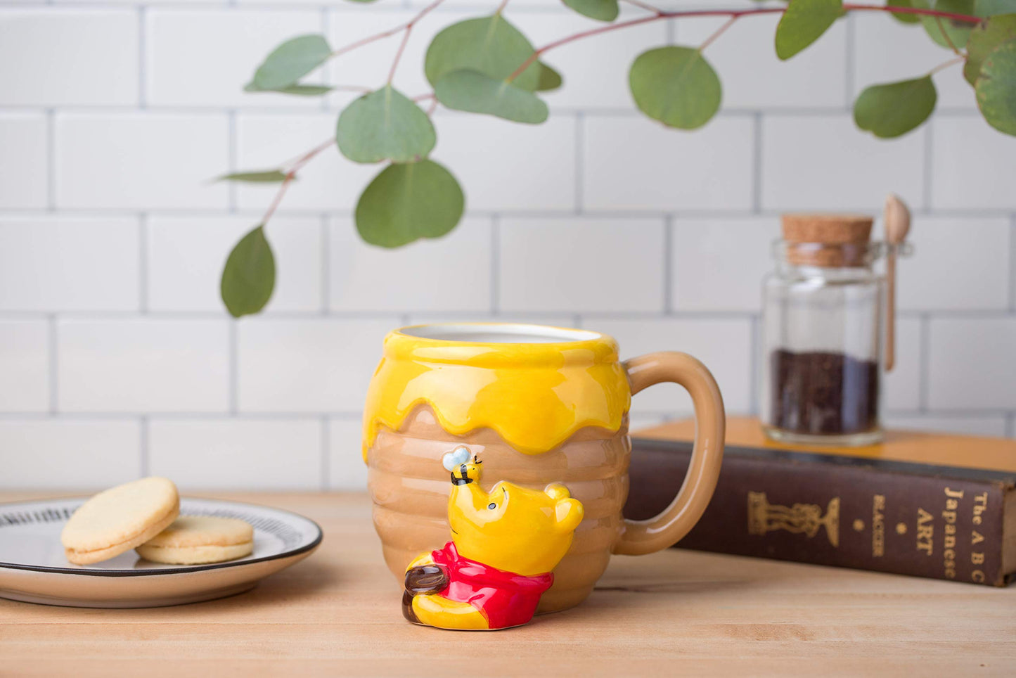 Disney - Taza de cerámica con diseño de gato Cheshire 3D, Winnie the Pooh, marrón (Brown/Honey), 23-ounces, 1