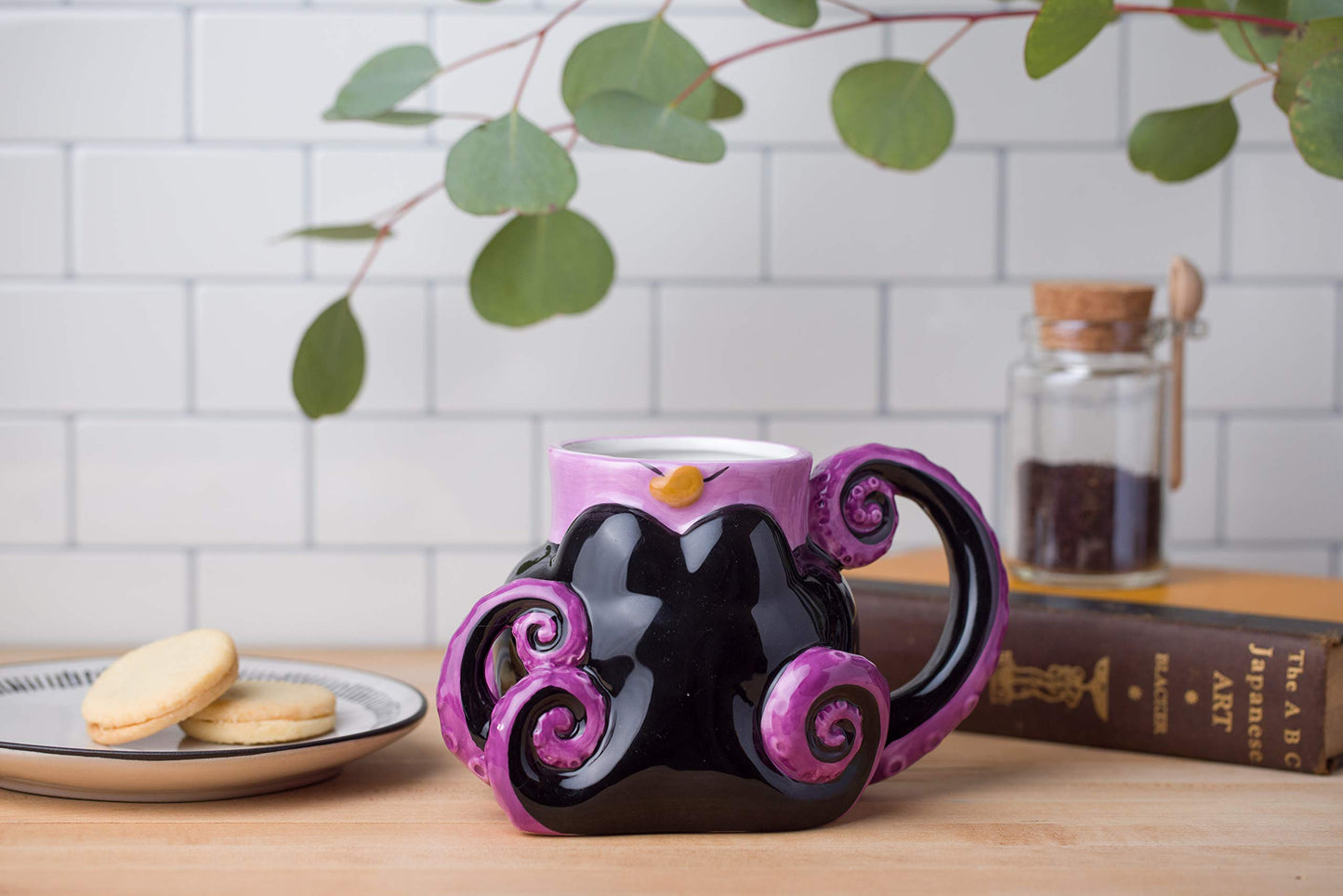 Disney Alicia en el país de las maravillas - Taza de cerámica con diseño de gato Cheshire 3D, Tazas de té apiladas de Alice., Negro, 20-ounces, 1