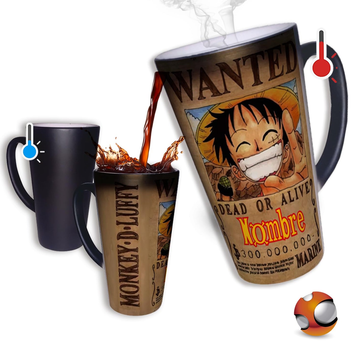 Taza Mágica Grande 17oz Para Café Personalizada El Regalo Original - Personalizada con su nombre - Cualquier ocasión (Luffy)