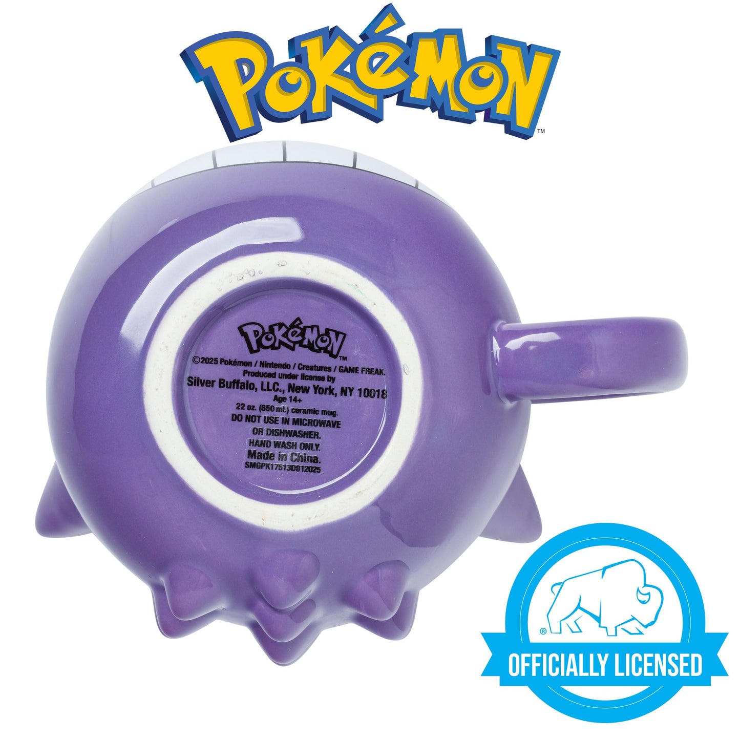 Silver Buffalo Pokemon - Taza esculpida 3D de cerámica con gengar, 20 onzas