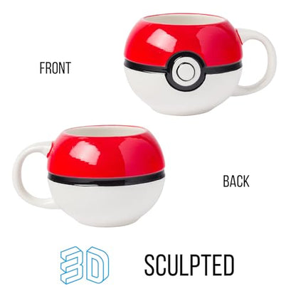 Silver Buffalo Pokemon Pokeball - Taza esculpida 3D de cerámica, 20 onzas