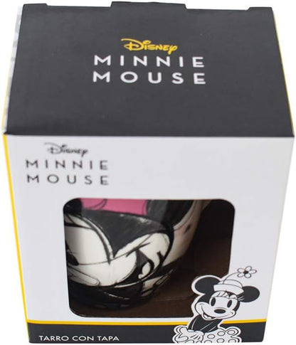 Fun Kids 1754-18 Taza para Café con Tapa Disney Minnie Mouse de Cerámica de 385 Mililitros