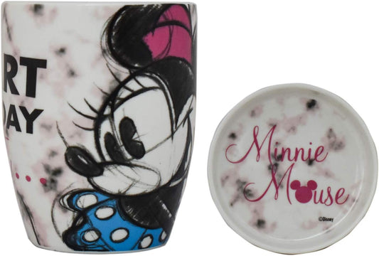 Fun Kids 1754-18 Taza para Café con Tapa Disney Minnie Mouse de Cerámica de 385 Mililitros