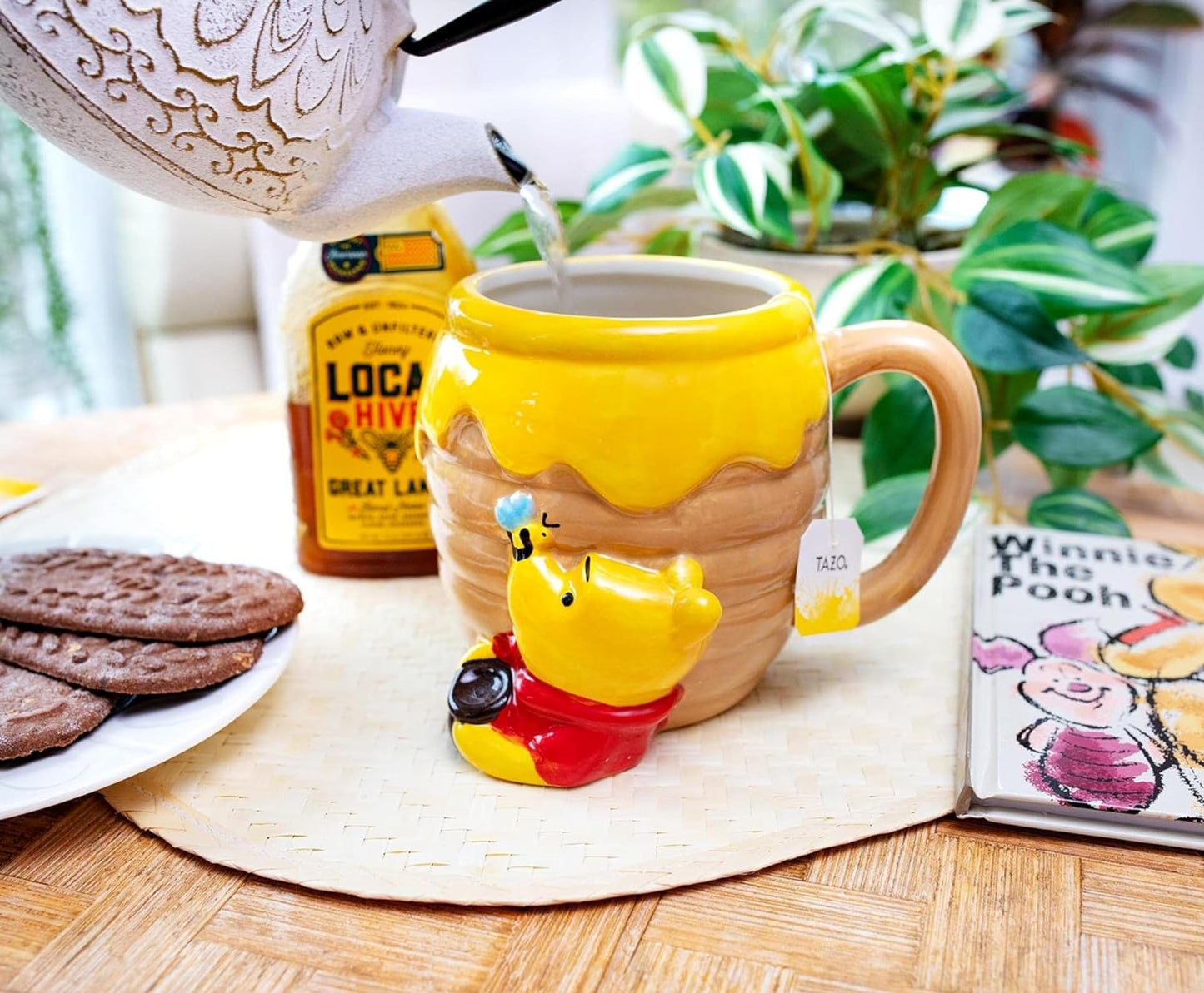 Disney - Taza de cerámica con diseño de gato Cheshire 3D, Winnie the Pooh, marrón (Brown/Honey), 23-ounces, 1