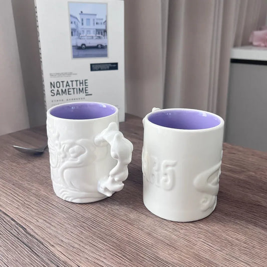 Ceramic Cartoon Cartoon Embossed One Piece Luffy Mug 300 Ml Creative Ceramic Water Cup Gift